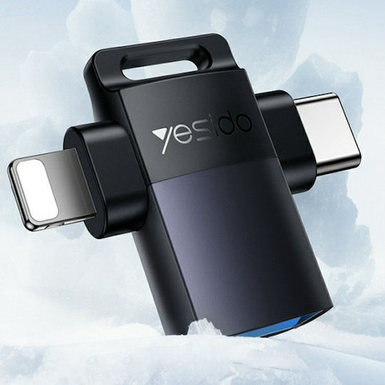 Yesido Converter USB-C male to Lightning female Gray 1pcs