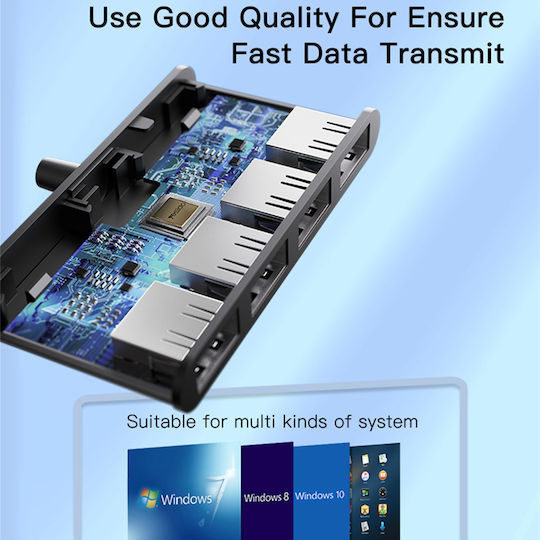 Yesido Hub 4 Θυρών USB 2.0 με σύνδεση USB-A Γκρι