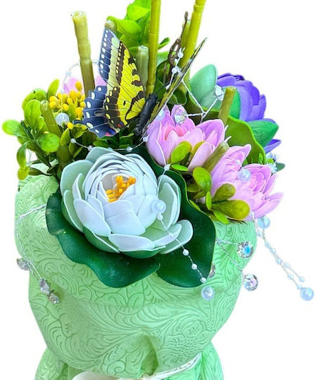 Buchet Floral Symphony Săpun Nuferi Flori Artizanale Decorative Plante Verzi Cristale Șirag De Perle Verde-Violet