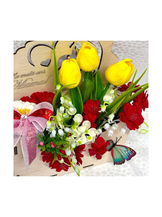 Aranjament Floral Envelo Flori Săpun Hortensia Flori De Cireș Lalele Sărăriță Plante Artizanale În Cutie Specială Din Lemn