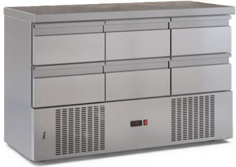 Inox Dobros Edelstahl Kühltisch mit Schublade und Kühlaggregat L135xB60xH87cm
