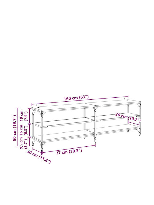 TV-Ständer Metall Artisan Eiche M160xT30xH50cm