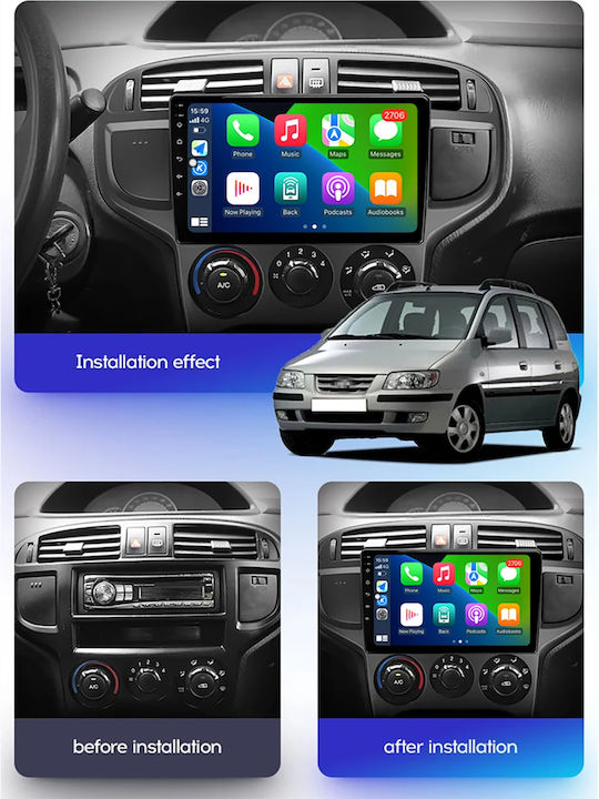 Car Audio System for Hyundai Matrix 2001-2010 (Bluetooth/USB/WiFi/GPS/Apple-Carplay/Android-Auto) with Touch Screen 9"