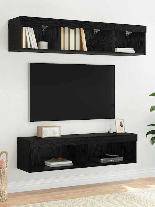 TV Stand with LED Lighting Black Oak M60xD30xH30cm