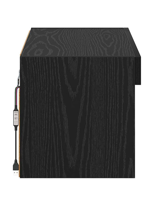 TV Stand with LED Lighting Black Oak M60xD30xH30cm