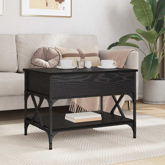 Rectangular Side Table Made of Solid Wood with Lifting Mechanism Black Beech W70xL50xH50cm