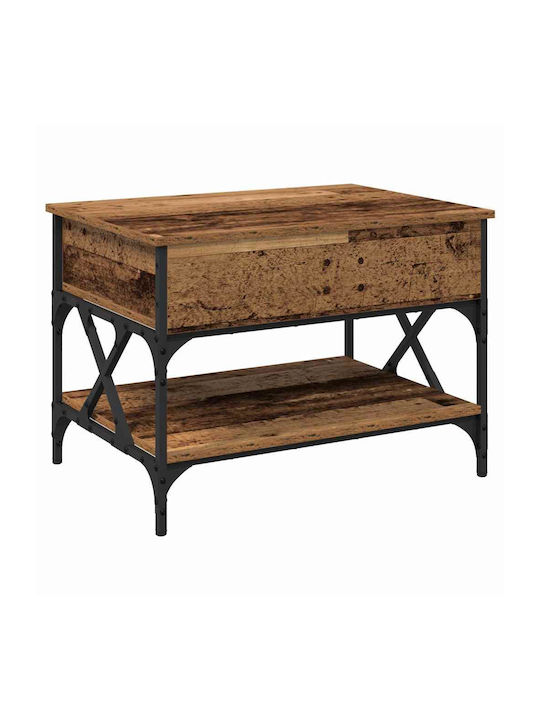 Rectangular Side Wooden Coffee Table with Lifting Mechanism Old Wood W70xL50xH50cm