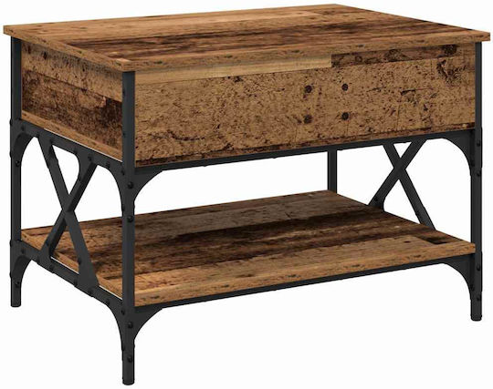 Rectangular Side Wooden Coffee Table with Lifting Mechanism Old Wood W70xL50xH50cm