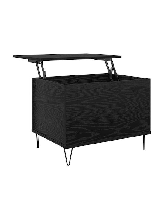 Rectangular Side Table made of Solid Wood with Lifting Mechanism Black Oak 60x44.5x45cm
