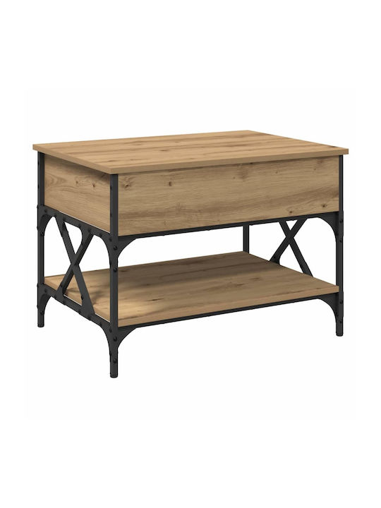 Rectangular Central Wooden Coffee Table with Lifting Mechanism Brown W70xL50xH50cm