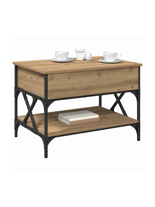 Rectangular Central Wooden Coffee Table with Lifting Mechanism Brown W70xL50xH50cm
