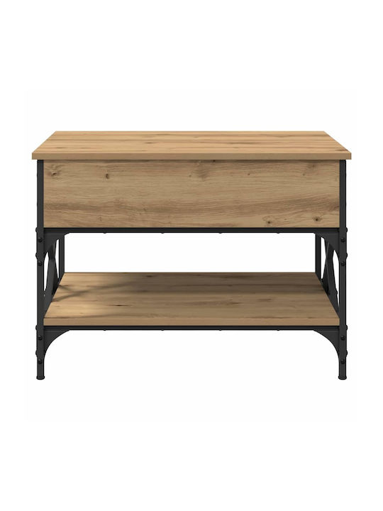 Rectangular Central Wooden Coffee Table with Lifting Mechanism Brown W70xL50xH50cm