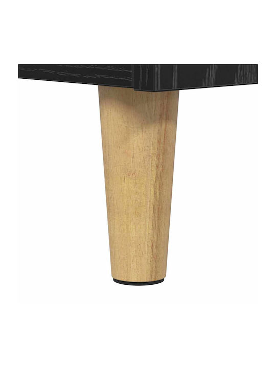 Wooden Bedside Table with Metal Legs Black 50x40x40cm