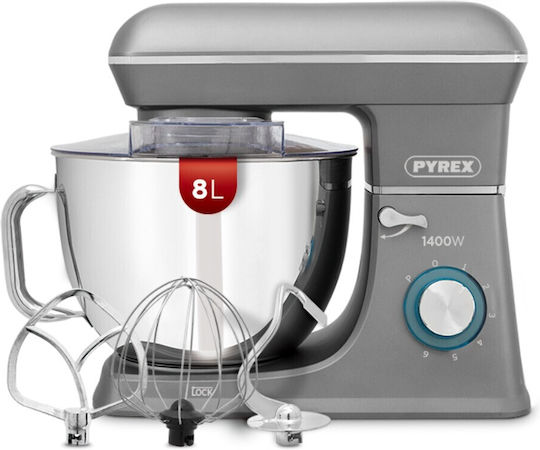 Pyrex Stand Mixer 1400W with Stainless Mixing Bowl 8lt