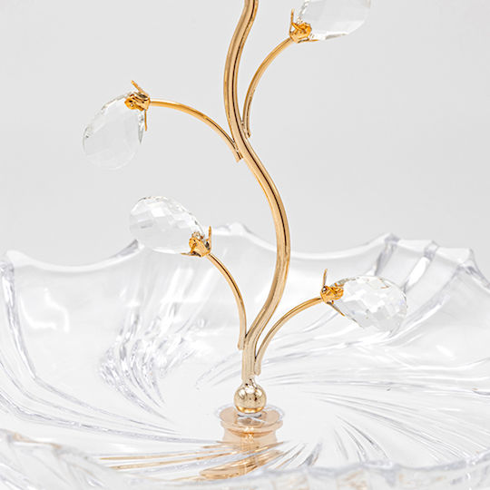 Estheti Home Metall Glas Goldenes Serviertablett 33x38,5cm 819-00260