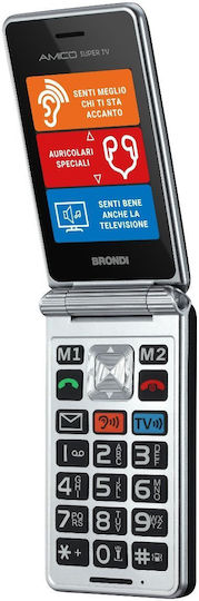 Brondi Amico Super TV Dual-SIM Handy mit Großen Tasten Gray