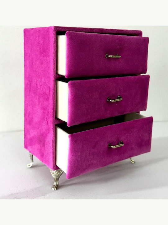 Velve Casetă Pentru Bijuterii Cu Sertar Fuchsia 20x15cm