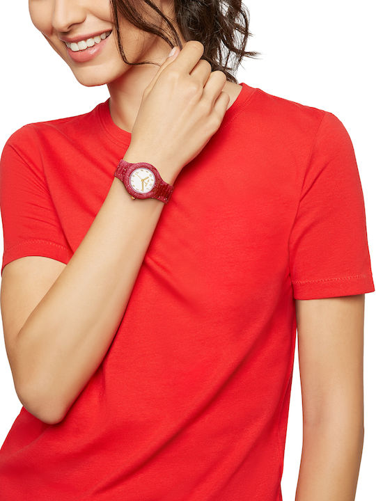 Women's Watch with Pink Rubber Strap