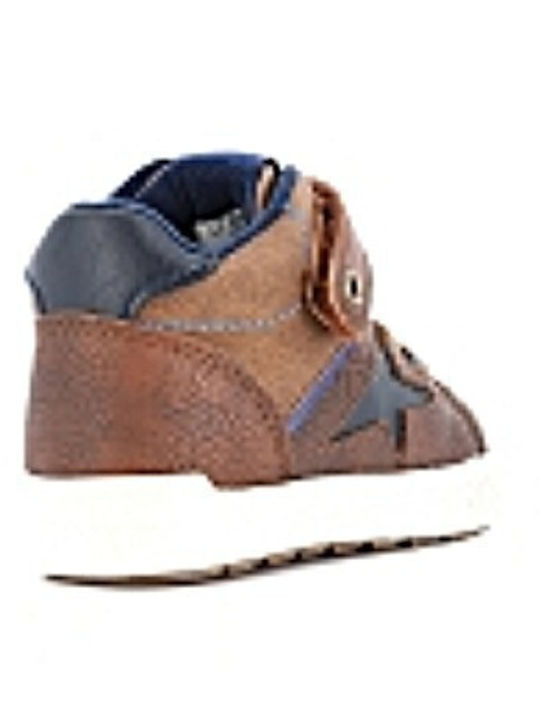 Παιδικά Sneakers High Ανατομικά με Σκρατς Καφέ