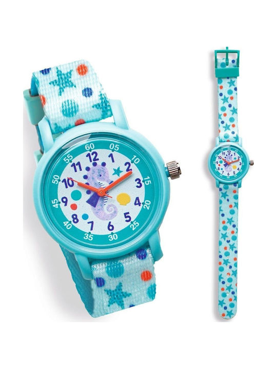 Djeco Kids Analog Watch with Fabric Strap Turquoise