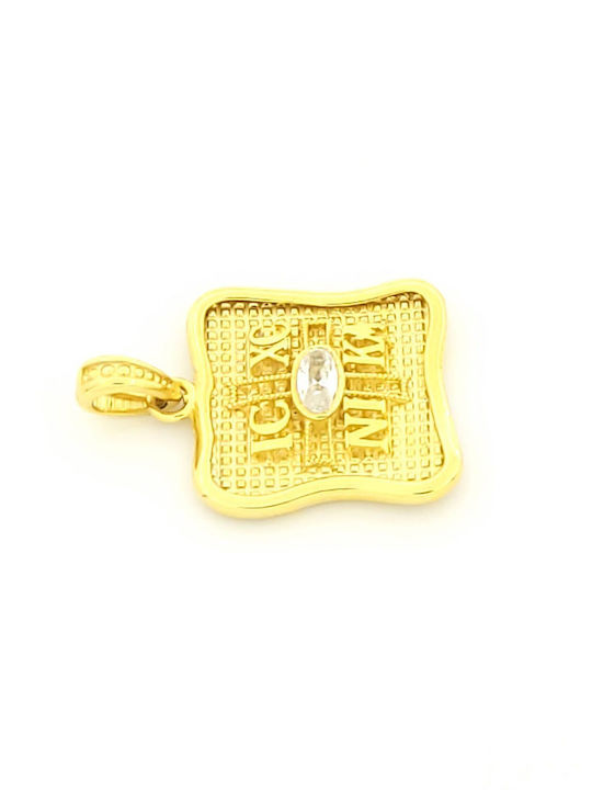 Anagnostakis Charm Talisman Constantine with Stones made of 9 K Gold with Zircon