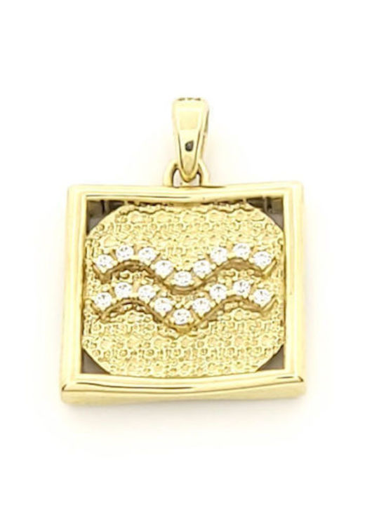 Κρεμαster Charm Tierkreiszeichen Wassermann aus 9K Gold mit Zirkon