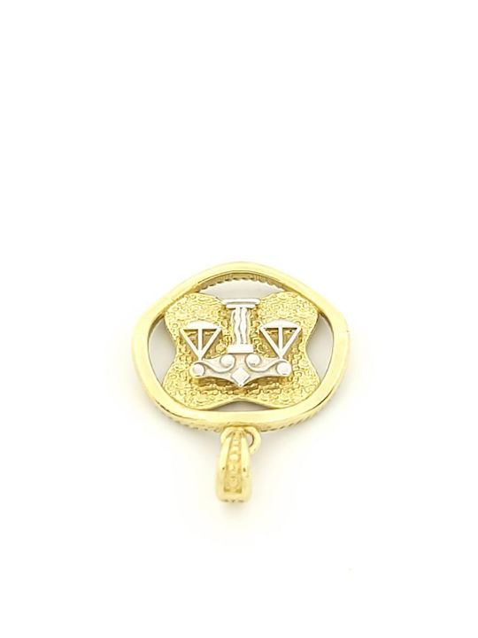 Kirkikosmima Charm Talisman Konstantin Tierkreiszeichen Waage aus 9K Gold