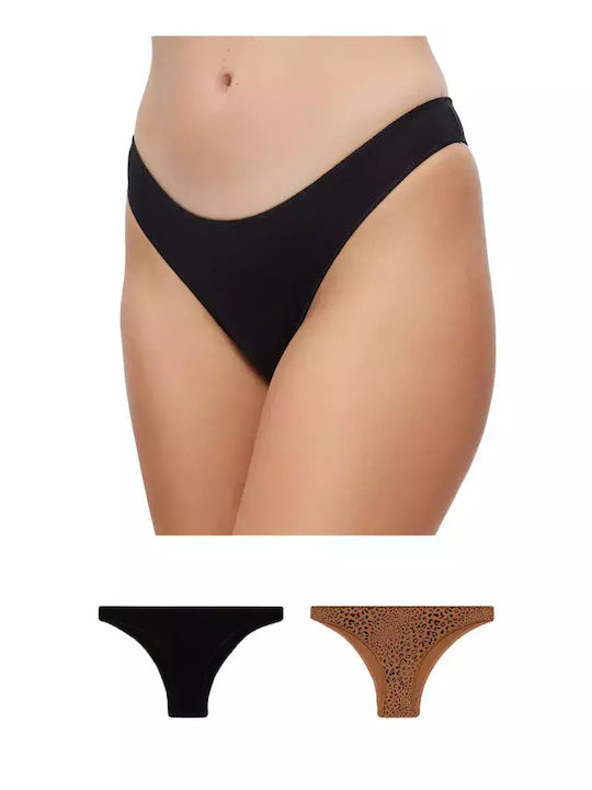 Fimelle Γυναικεία Brazil 2Pack χωρίς Ραφές Caramel, Black