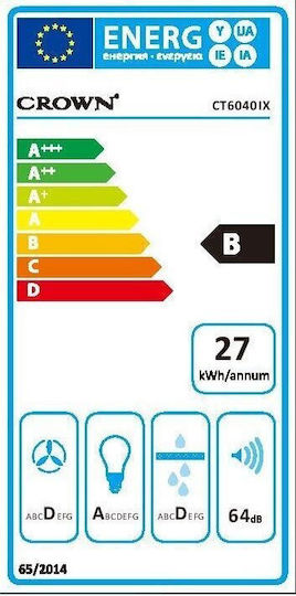 Crown Sliding Vent Hood 60cm Inox