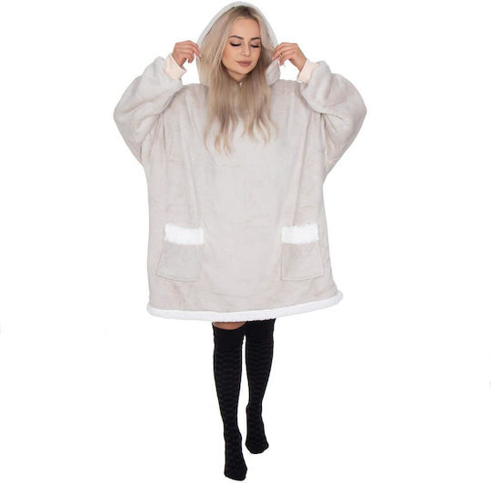Pătură Polar Fleece Cu Mâneci 77x90cm Gri