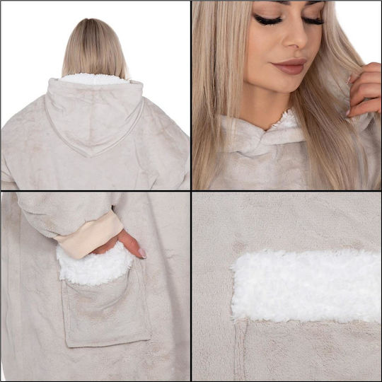 Pătură Polar Fleece Cu Mâneci 77x90cm Gri
