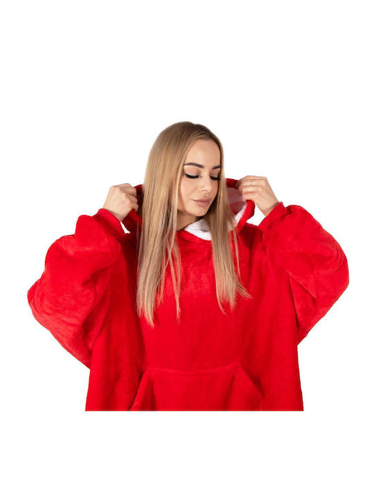 Κουβέρτα Fleece με Μανίκια 82x88εκ. Red