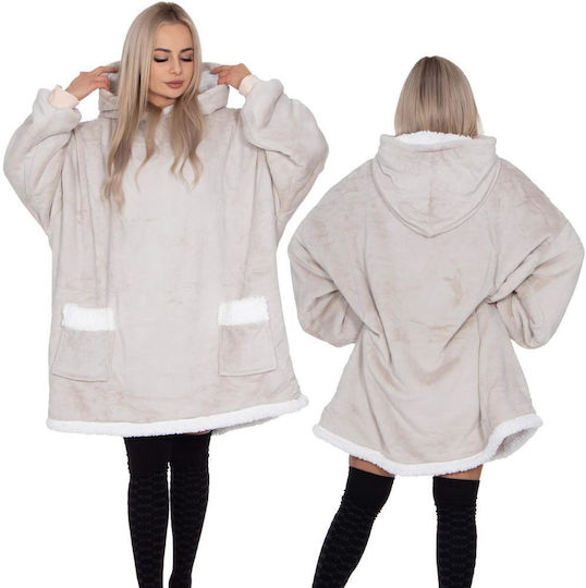 Pătură Polar Fleece Cu Mâneci 77x90cm Gri