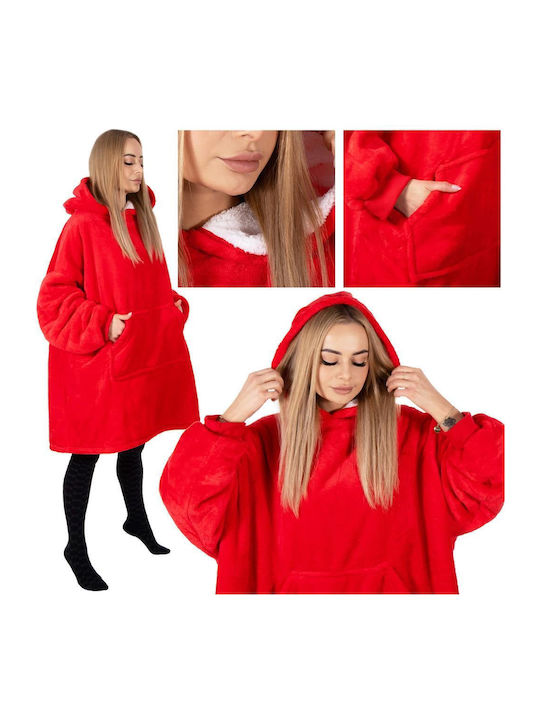 Κουβέρτα Fleece με Μανίκια 82x88εκ. Red