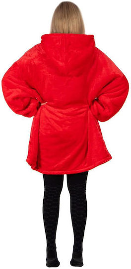 Pătură Fleece Cu Mâneci 82x88cm Roșu