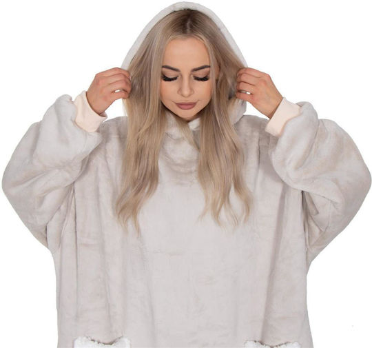 Pătură Polar Fleece Cu Mâneci 77x90cm Gri