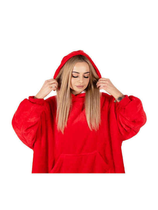 Κουβέρτα Fleece με Μανίκια 82x88εκ. Red