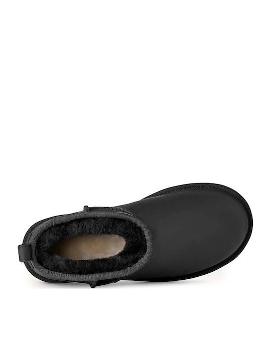 Classic Ultra Mini Leder Stiefeletten Damen Schwarz