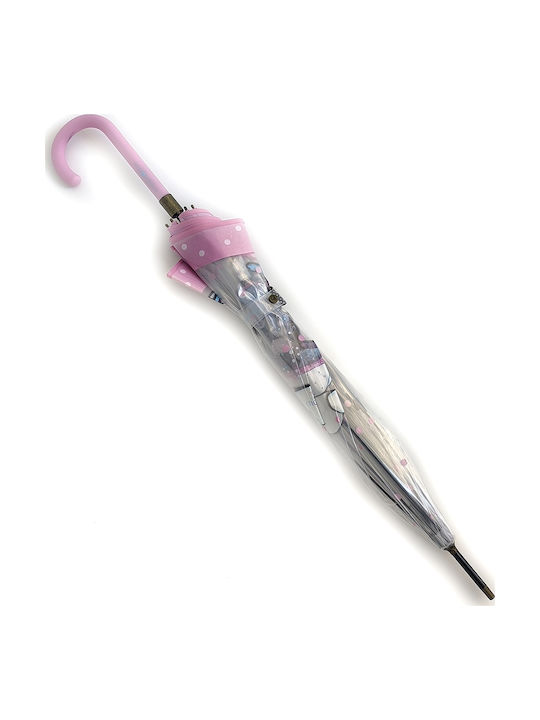 Kids Curved Handle Auto-Open Umbrella with Diameter 90cm Transparent