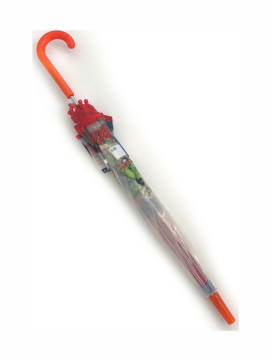 Kids Curved Handle Auto-Open Umbrella with Diameter 67cm Transparent