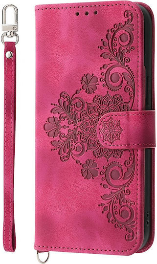 Flowers Embossed Wallet Μπορντό (Oppo Reno14F)