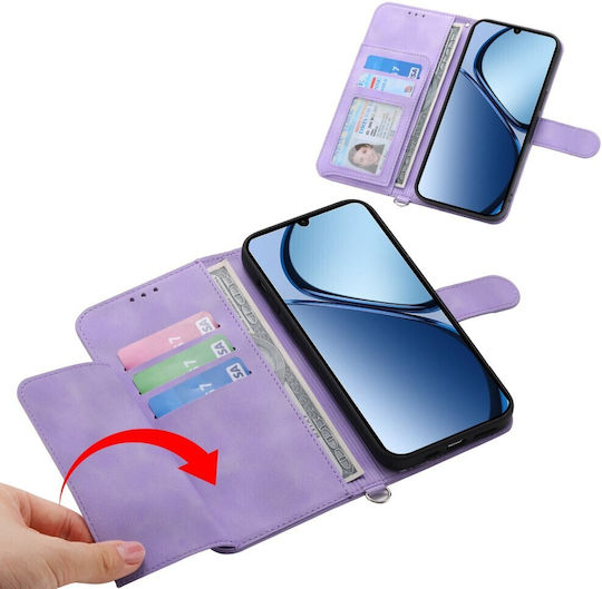 Flowers Embossed Wallet Purple (Oppo Reno14F)