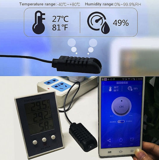 Temperature and Humidity Sensor Jack with Cable