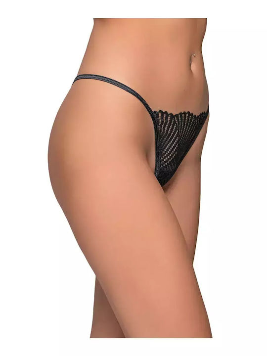Micro Γυναικείο String με Δαντέλα Μαύρο
