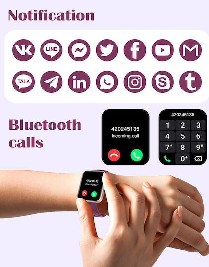 Ruimen D1 Smartwatch with SIM and Heart Rate Monitor (Purple)