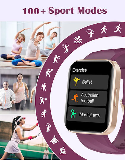 Ruimen D1 Smartwatch with SIM and Heart Rate Monitor (Purple)