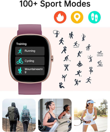Huakua Smartwatch με Παλμογράφο (Μωβ)