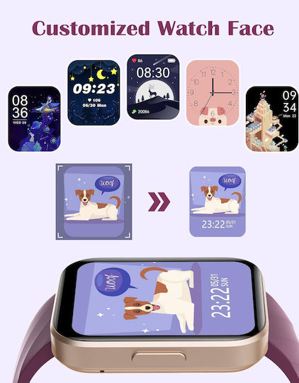 Ruimen D1 Smartwatch with SIM and Heart Rate Monitor (Purple)