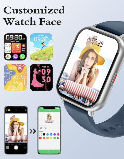 Ruimen D1 Smartwatch with SIM and Heart Rate Monitor (Silver)