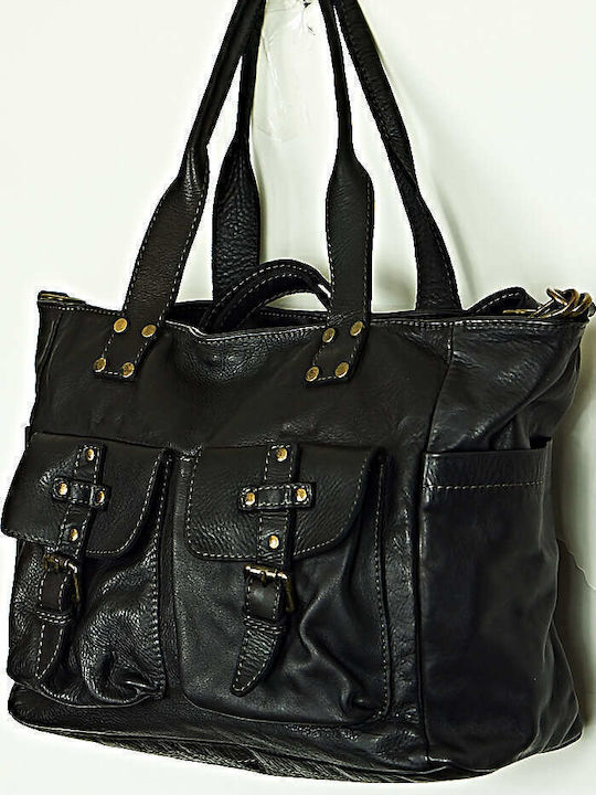 Leather Women's Shoulder Handbag Black